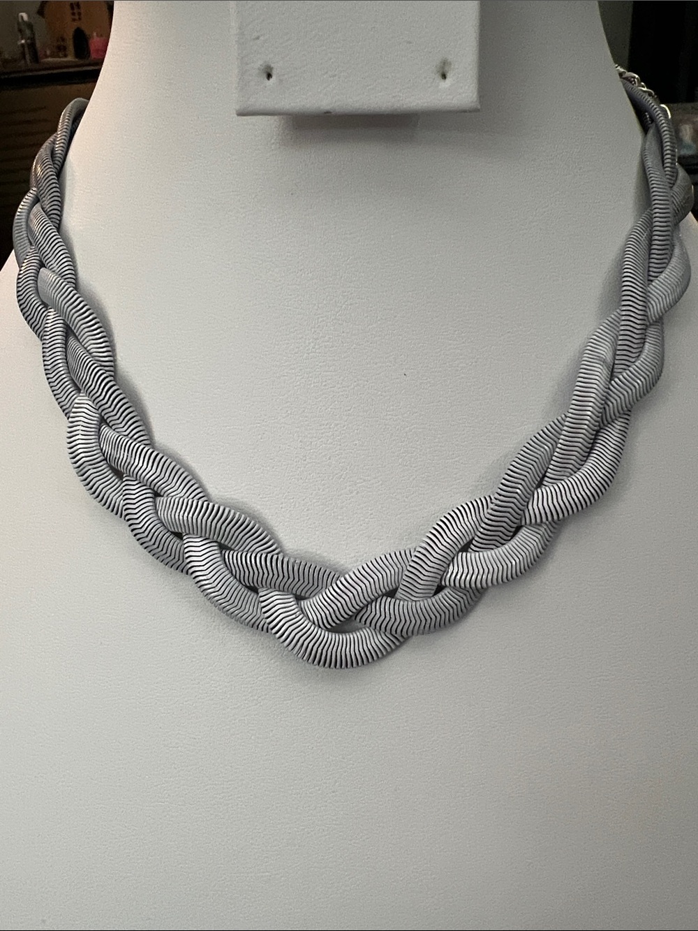 Paparazzi Braided Necklace - White dipped and Silvertone (3 braided)